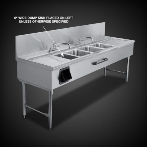 image of 3.5 bowl sink with 6" wide dump sink on left side