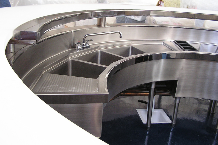 image of custom three compartment sink and ice chest at Kumo Los Angeles