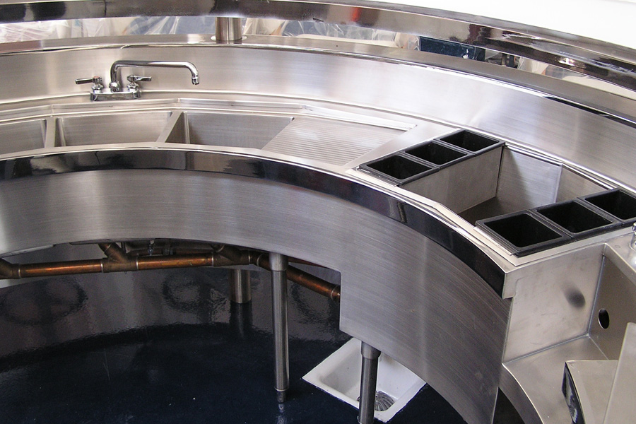 image custom three compartment sink and ice chest at Kumo Los Angeles