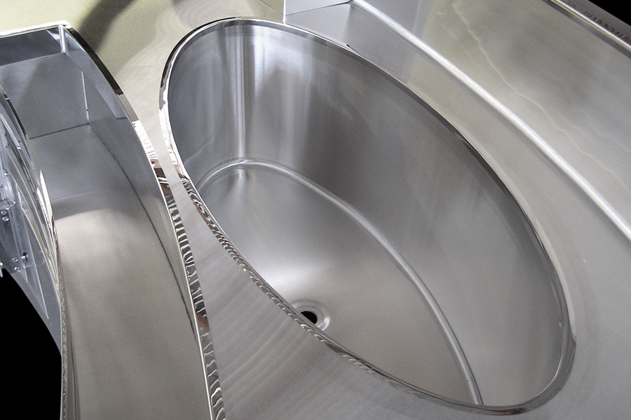 custom architectural backbar equipment showing large dump sink at MGM Grand Hotel Detroit