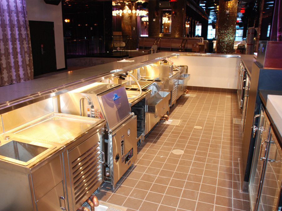 image of custom installation of stainless steel backbar equipment at johnny smalls in las vagas
