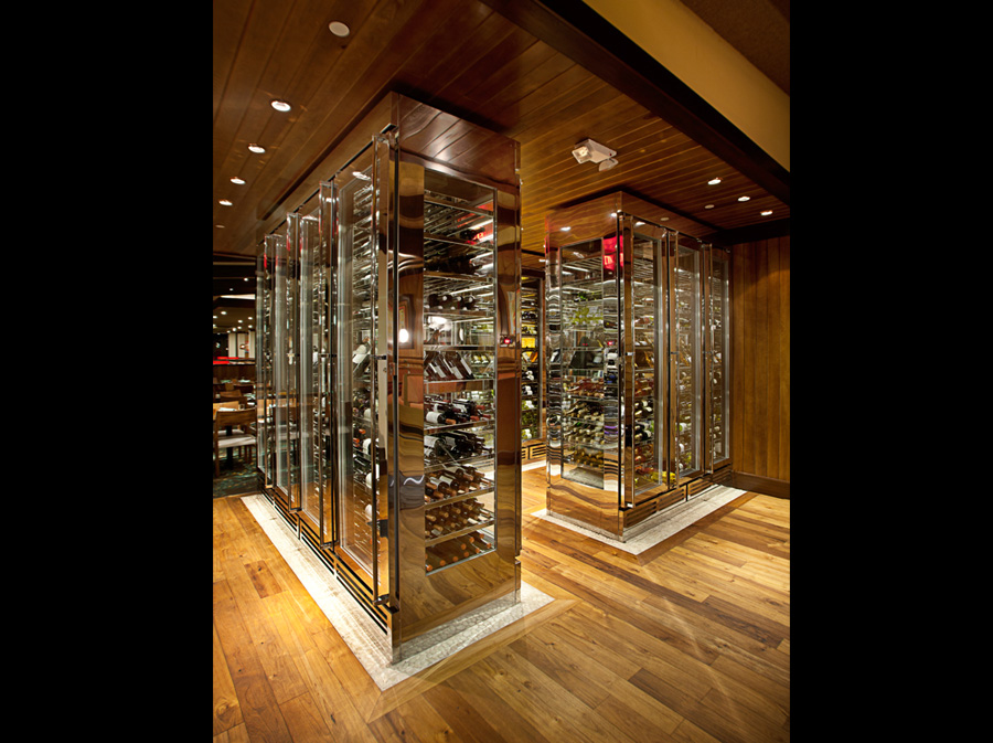 image of custom liquor displays at Rusty Pelican restaurant