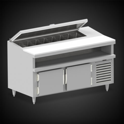 image of stainless steel plate shelf with doors
