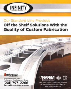 image of advertisement for total food service showing architectural stainless steel custom equipment
