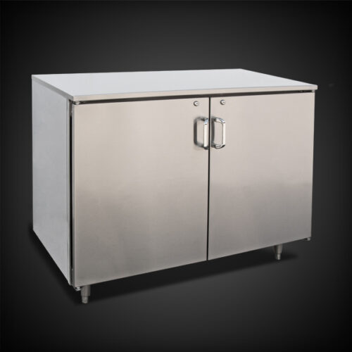 image of stainless steel 32 inch high dry cabinet equipment with two doors on front