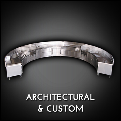 button linking to architectural & custom equipment image shows stainless steel architectural equipment